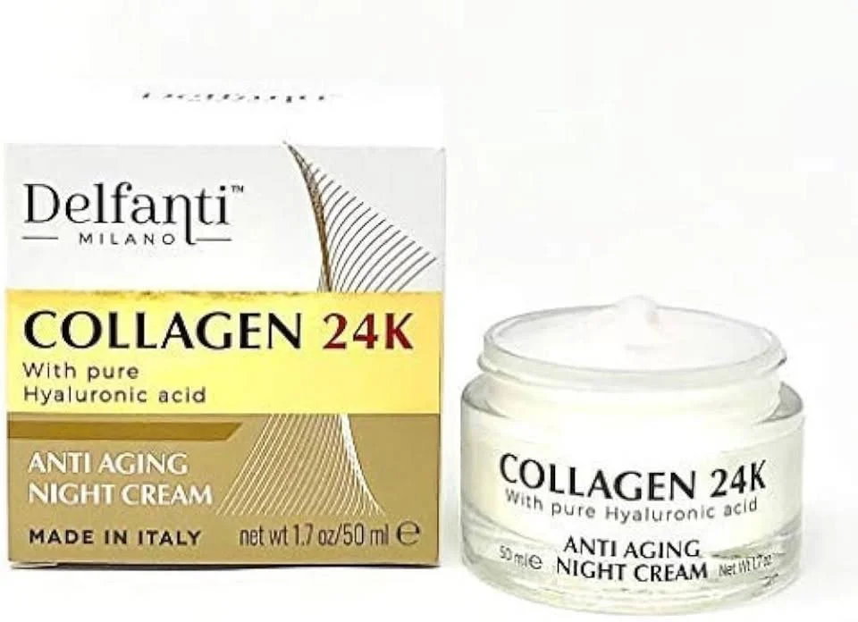 Delfanti-Milano COLLAGEN 24K Anti-Aging Day Cream Face and Neck Moisturizer with pure Hyaluronic Acid