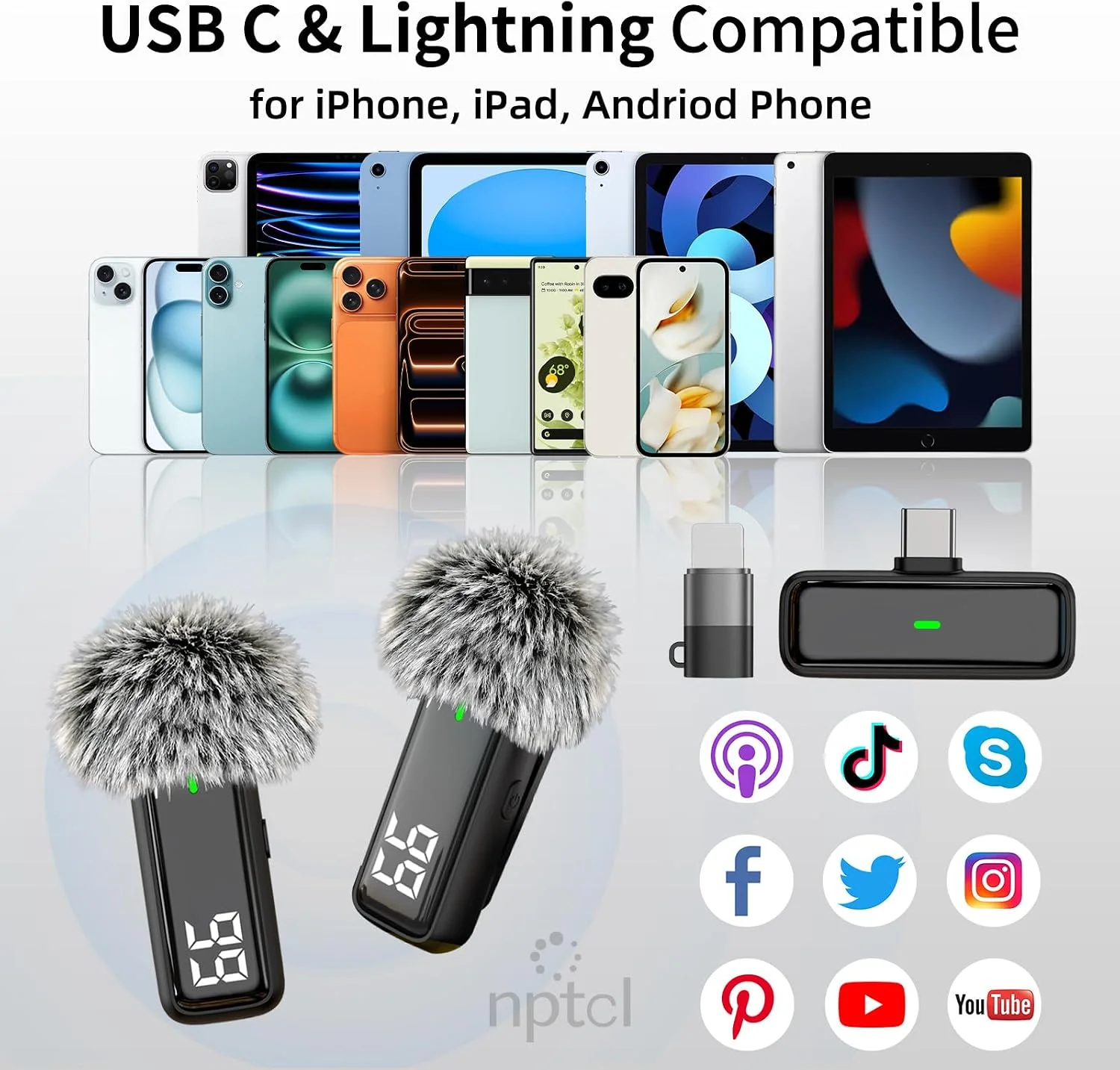Wireless Lavalier Microphone for iPhone iPad Android, Mini USB C Mic product image 6