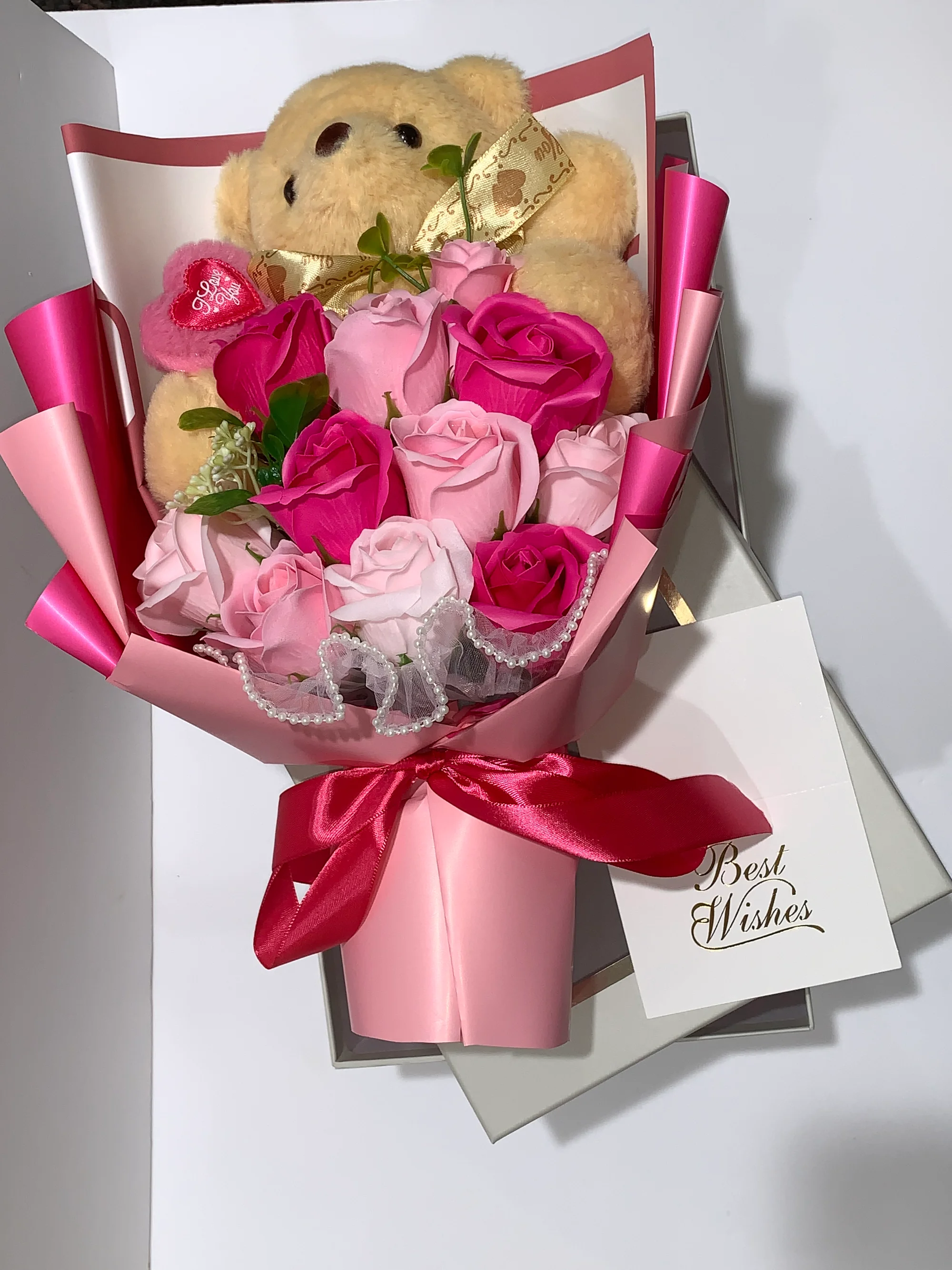 Soap Bloom & Hug – Soap Flower Teddy Gift Box 🌹 product image 4