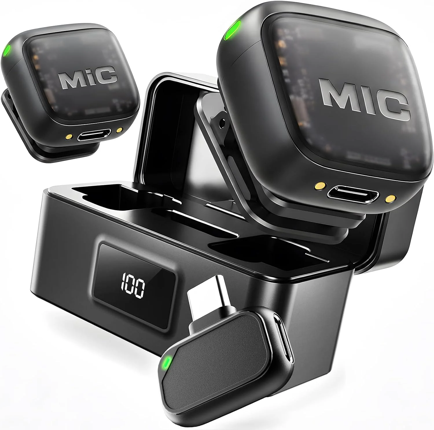 NeoMic Mini Microphone for iPhone&Android (2TX+USB-C RX+Case)