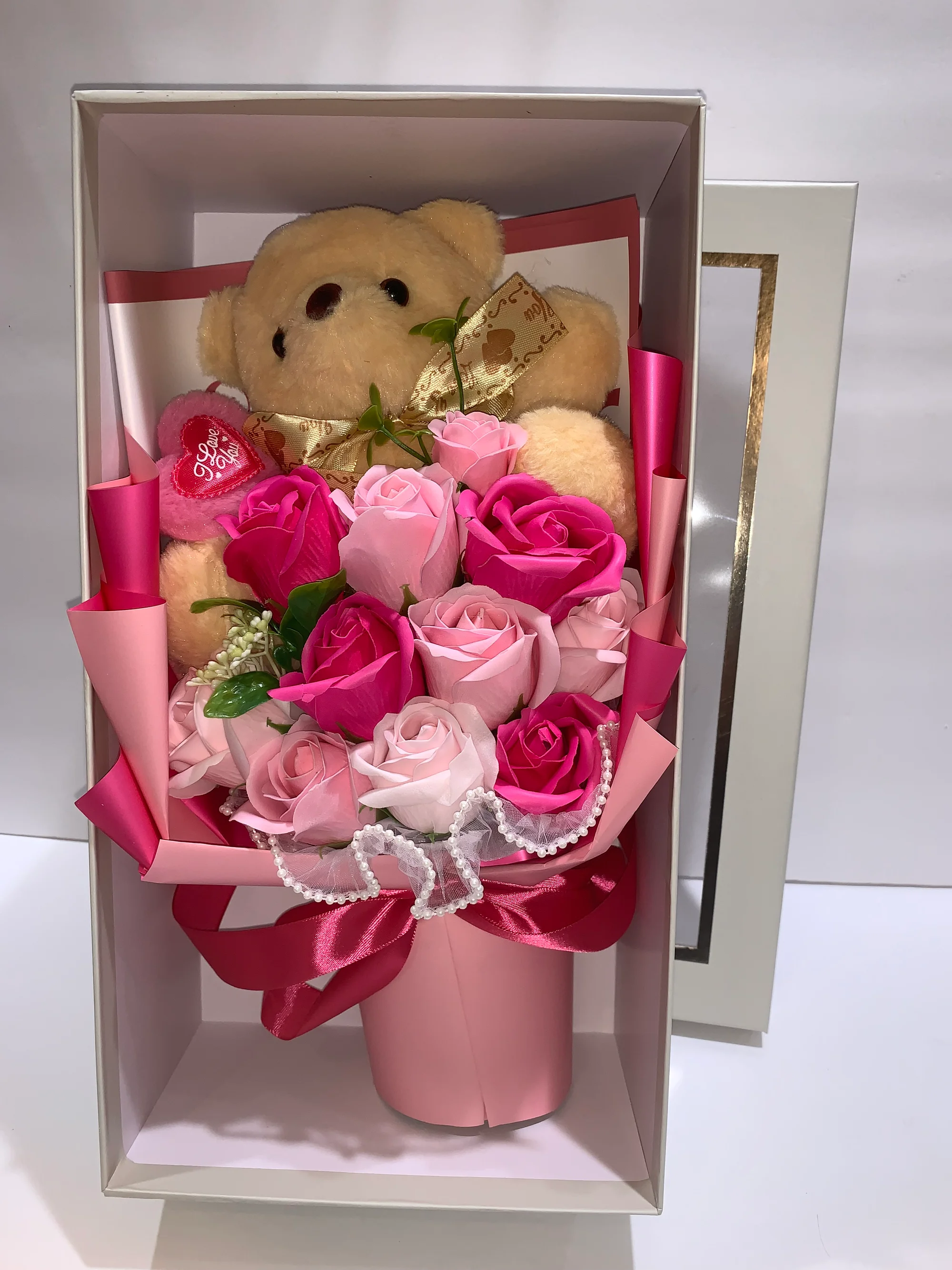 Soap Bloom & Hug – Soap Flower Teddy Gift Box 🌹 product image 5