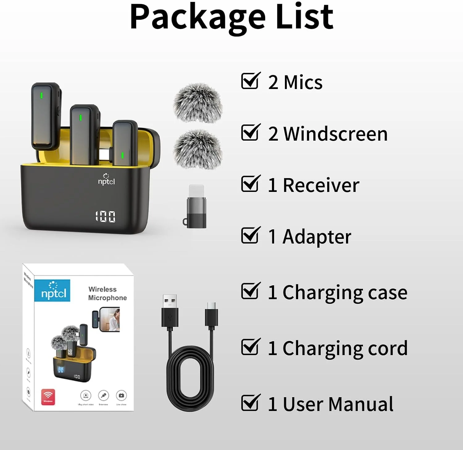 Wireless Lavalier Microphone for iPhone iPad Android, Mini USB C Mic product image 9